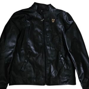 GA Milano Faux Leather Cafe Racer Jacket - Black - XL